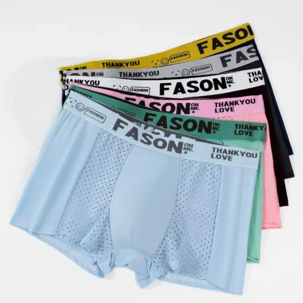 Ice Silk Feeling Like Ice Mens Underwear Comfortable Breathable Summer Boxer Briefs. (Set of 3)