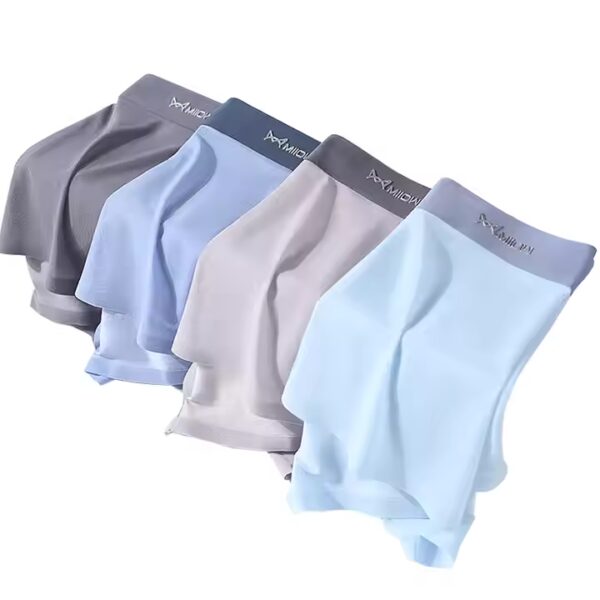 MiiOW Breathable Solid Color Boxer Mens Underwear Seamless Ice Silk Men's Briefs(Set of 3)