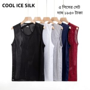 Men's Cool Feeling Ice Silk Mesh Vest Breathable Summer Fitness Sports Tank Top in Stock Chinese Factory Low Price Hot Sale( set of 5)