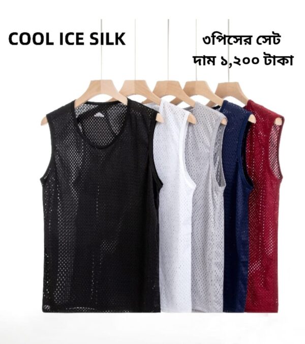 Men's Cool Feeling Ice Silk Mesh Vest Breathable Summer Fitness Sports Tank Top in Stock Chinese Factory Low Price Hot Sale( set of 3)
