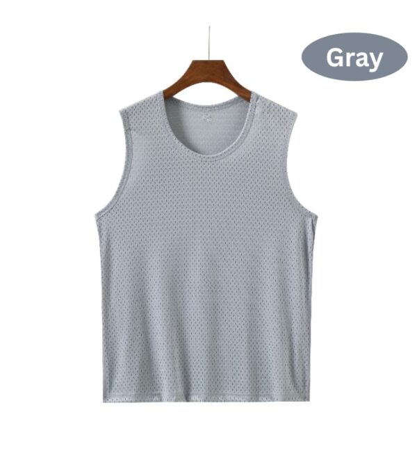 Men's Cool Feeling Ice Silk Mesh Vest Breathable Summer Fitness Sports Tank Top in Stock Chinese Factory Low Price Hot Sale( set of 3) - Image 9