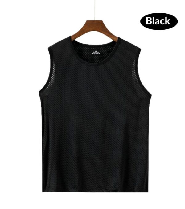 Men's Cool Feeling Ice Silk Mesh Vest Breathable Summer Fitness Sports Tank Top in Stock Chinese Factory Low Price Hot Sale( set of 3) - Image 8