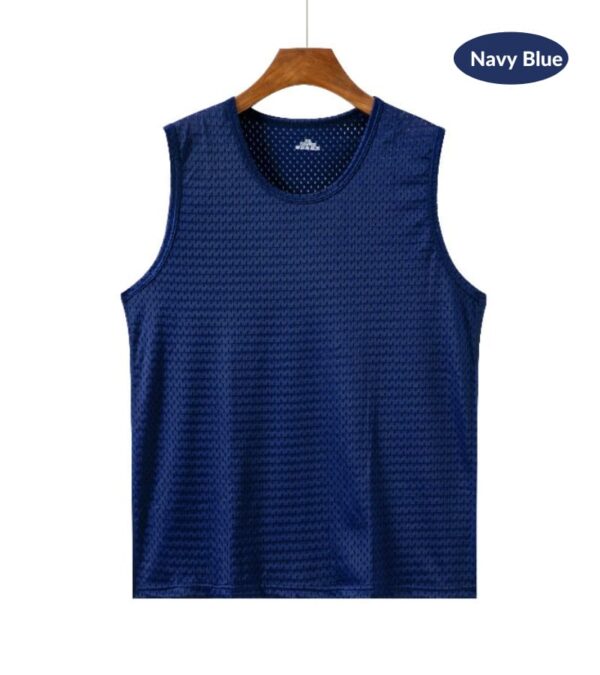 Men's Cool Feeling Ice Silk Mesh Vest Breathable Summer Fitness Sports Tank Top in Stock Chinese Factory Low Price Hot Sale( set of 3) - Image 5