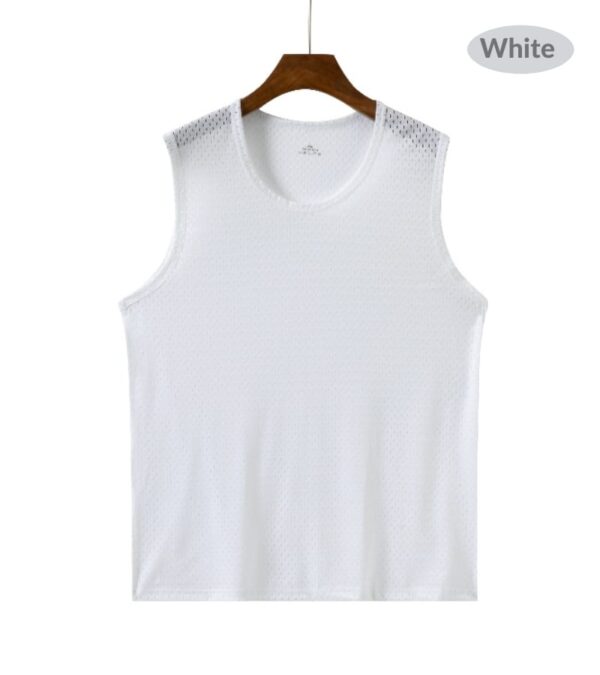 Men's Cool Feeling Ice Silk Mesh Vest Breathable Summer Fitness Sports Tank Top in Stock Chinese Factory Low Price Hot Sale( set of 3) - Image 6